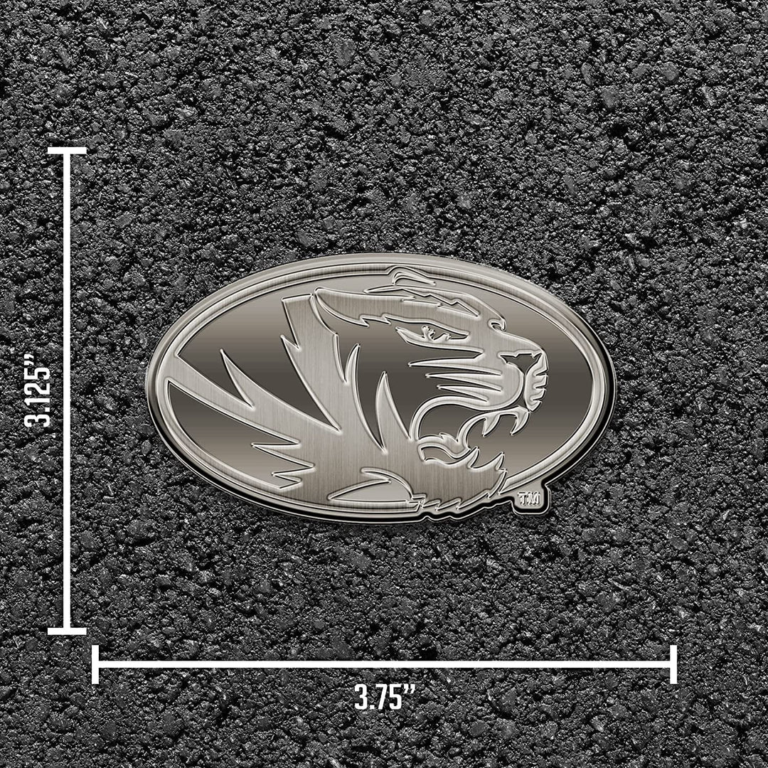 University of Missouri Tigers Solid Metal Auto Emblem Antique Nickel for Car/Truck/SUV