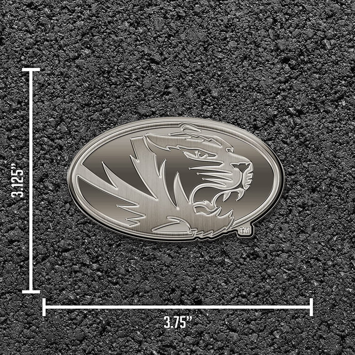 University of Missouri Tigers Solid Metal Auto Emblem Antique Nickel for Car/Truck/SUV