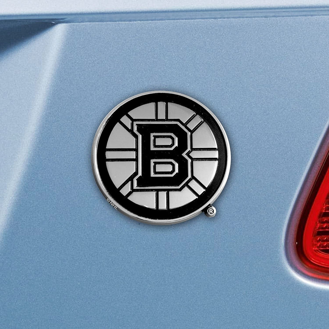 Boston Bruins Premium Solid Metal Raised Auto Emblem, Shape Cut, Adhesive Backing