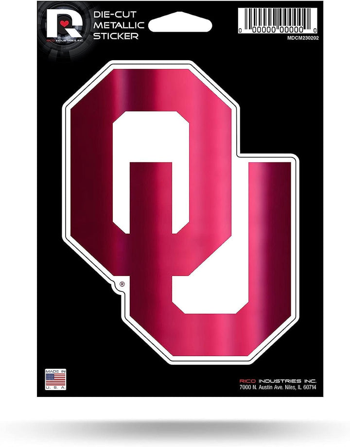University of Oklahoma Sooners 5 Inch Sticker Decal Metallic Shimmer Design Flat Vinyl