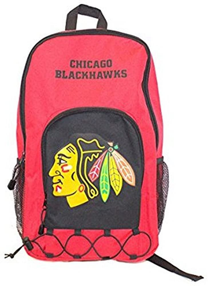 Chicago Blackhawks Premium Backpack heavy Duty Full Team Color Echo Bunge Style Padded Straps 14x6x6 Inches