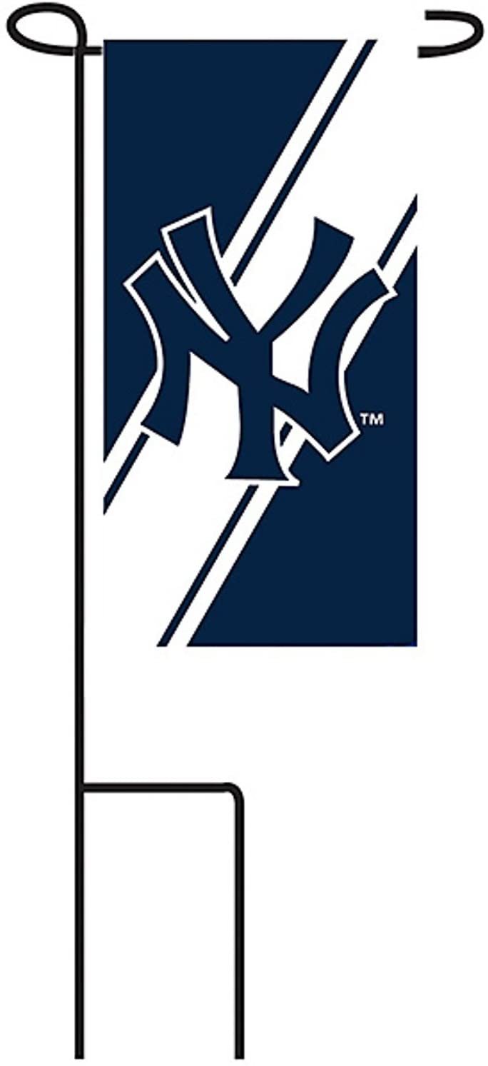 New York Yankees Premium 24 Count Mini Garden Flag Banner Set, Includes Metal Display Poles - Great for a Party Tailgating