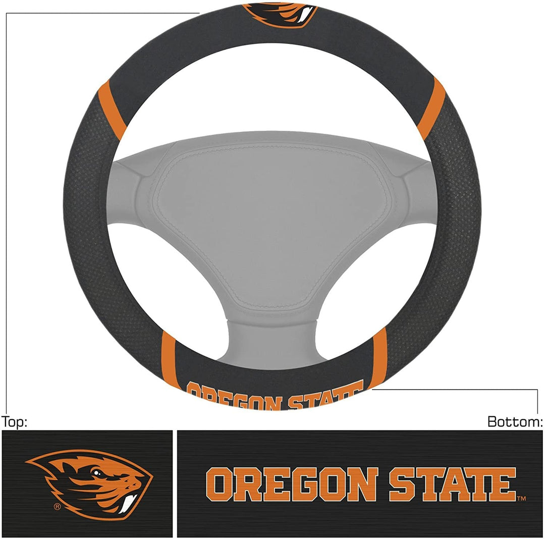 Oregon State Beavers Steering Wheel Cover Premium Embroidered Black 15 Inch University