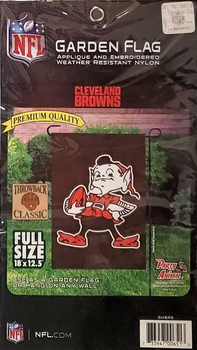 Cleveland Browns Premium Embroidered Garden Flag Banner Applique Brownie Mascot Logo 13x18 Inch