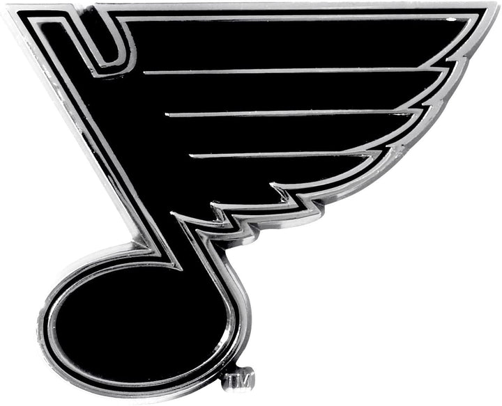 St Louis Blues Premium Solid Metal Raised Auto Emblem, Shape Cut, Adhesive Backing