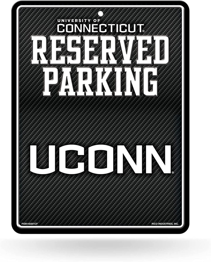 University of Connecticut Huskies Metal Parking Novelty Wall Sign 8.5 x 11 Inch Carbon Fiber Design