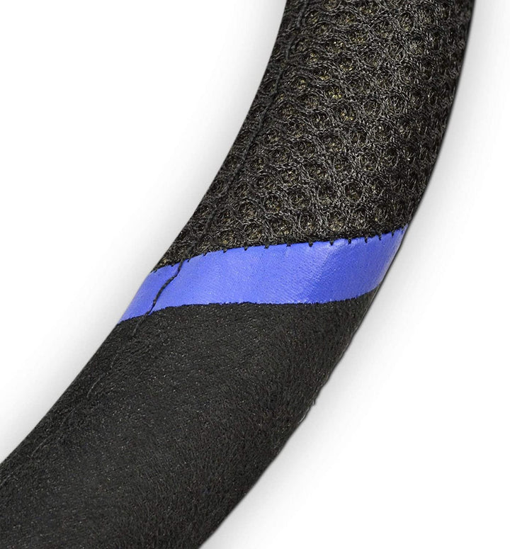 Tampa Bay Lightning Steering Wheel Cover Premium Embroidered Black 15 Inch