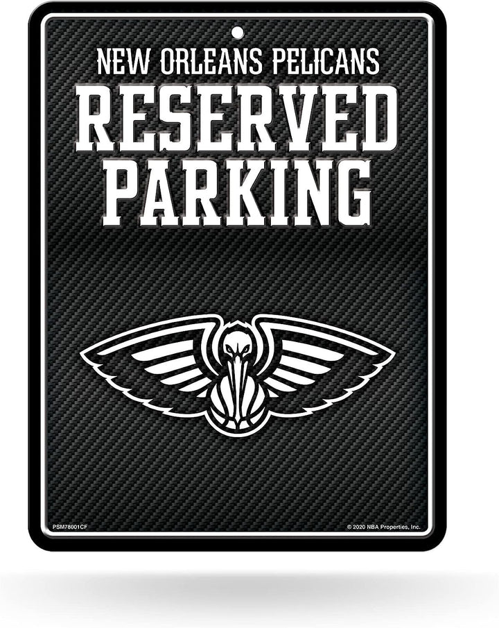 New Orleans Pelicans Metal Parking Novelty Wall Sign 8.5 x 11 Inch Carbon Fiber Design