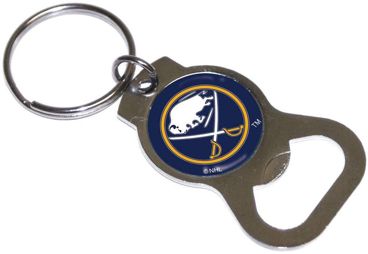 Buffalo Sabres Premium Solid Metal Bottle Opener Keychain, Silver Key Ring, Team Logo
