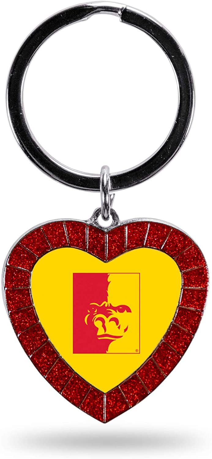 Pittsburgh State University Gorillas Keychain Color Rhinestone Heart