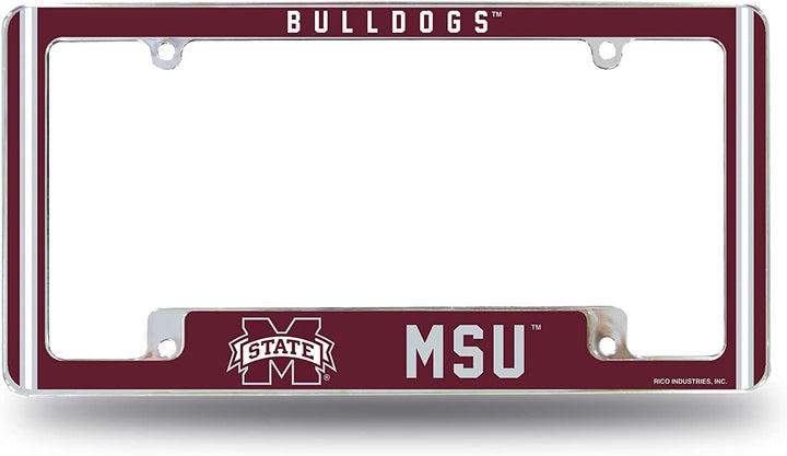 Mississippi State University Bulldogs Metal License Plate Frame Chrome Tag Cover Alternate Design 6x12 Inch