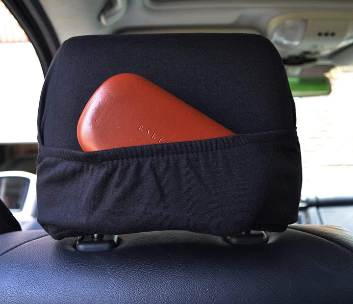 Baylor University Bears Premium Embroidered Black Auto Head Rest Covers Black Elastic, 14x10 Inch