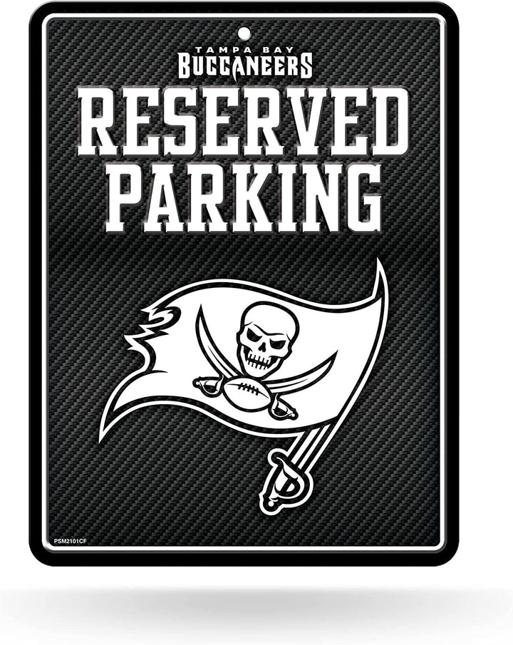 Tampa Bay Buccaneers Metal Parking Novelty Wall Sign 8.5 x 11 Inch Carbon Fiber Design