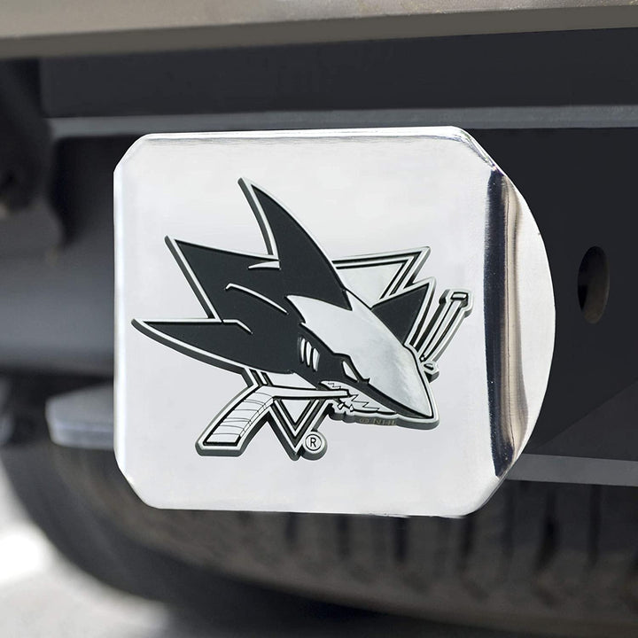 San Jose Sharks Hitch Cover Solid Metal with Raised Chrome Metal Emblem 2" Square Type III