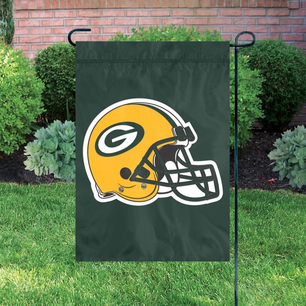 Green Bay Packers Premium Garden Flag Banner Applique Embroidered Helmet Design 12.5x18 Inch