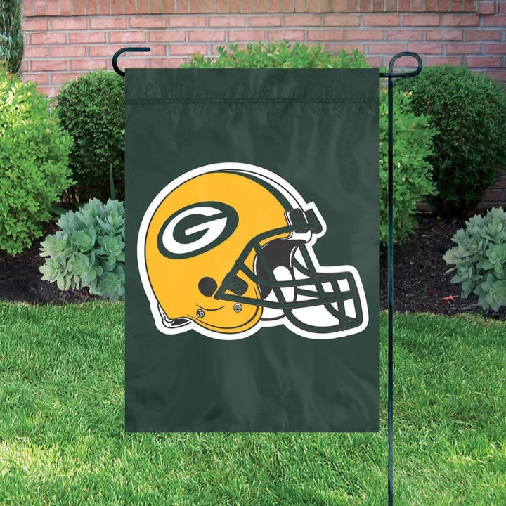 Green Bay Packers Premium Garden Flag Banner Applique Embroidered Helmet Design 12.5x18 Inch