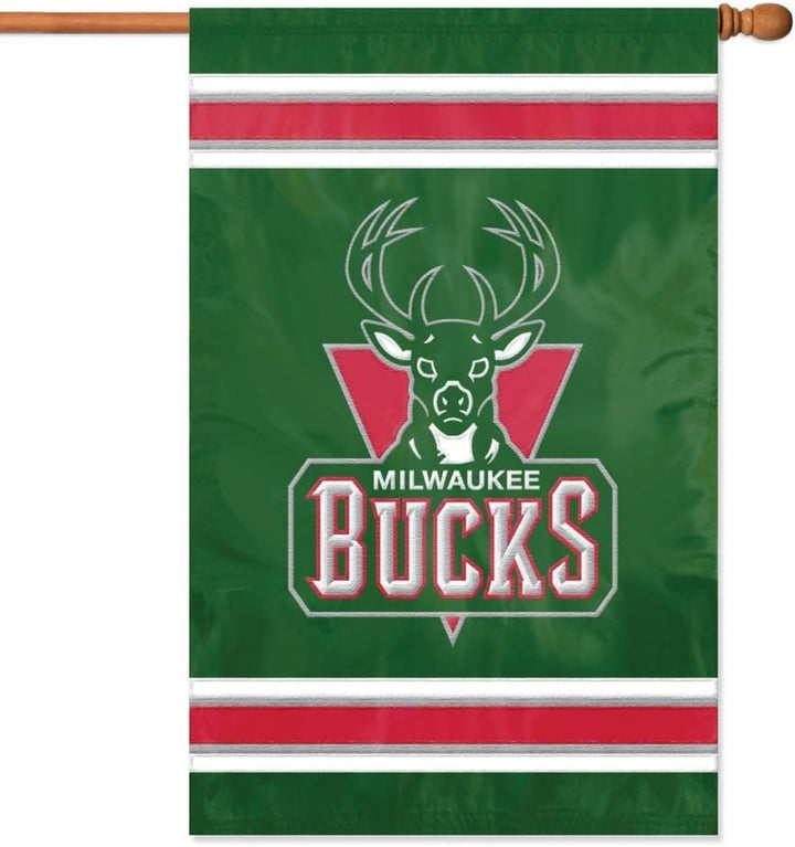 Milwaukee Bucks Double Sided Embroidered Banner Flag 28x44 Inch