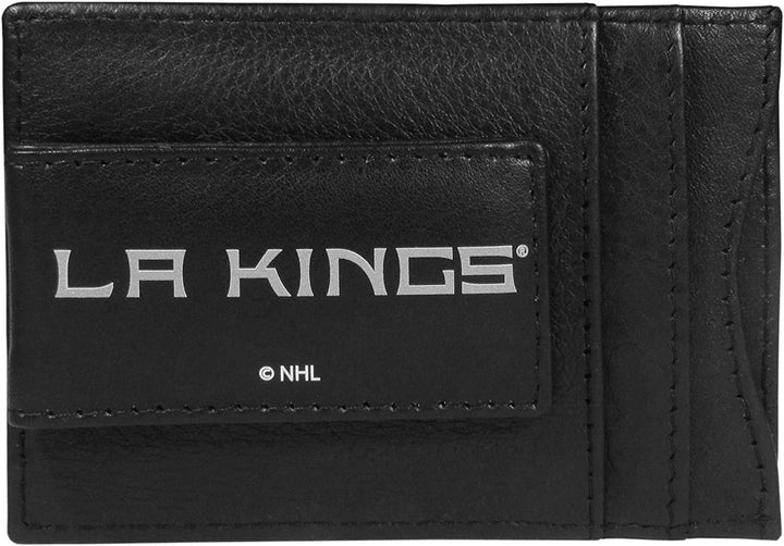 Los Angeles Kings Black Leather Wallet, Front Pocket Magnetic Money Clip, Printed Logo