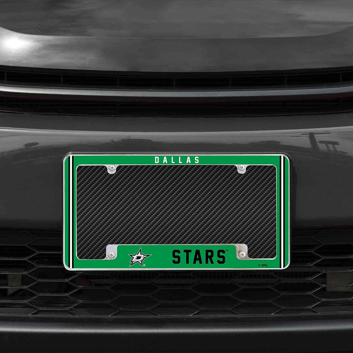Dallas Stars Metal License Plate Frame Chrome Tag Cover Alternate Design 6x12 Inch