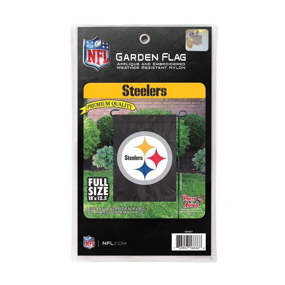 Pittsburgh Steelers Premium Garden Flag Banner Applique Embroidered Black 12.5x18 Inch
