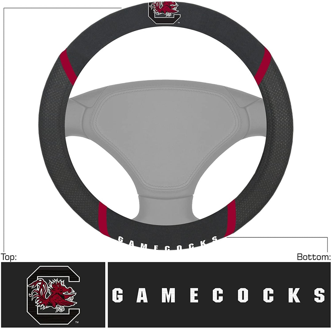 South Carolina Gamecocks Premium 15 Inch Black Emroidered Steering Wheel Cover University of