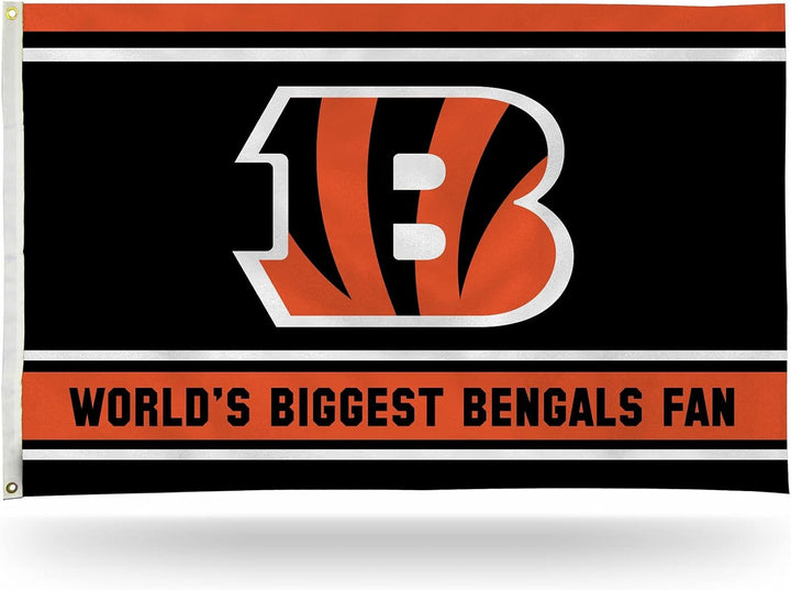 Cincinnati Bengals 3x5 Feet Flag Banner, World's Biggest Fan, Metal Grommets, Single Sided, Indoor or Outdoor Use