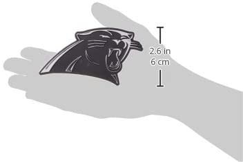 Carolina Panthers Auto Emblem, Silver Chrome Color, Raised Molded Plastic, 3.5 Inch, Adhesive Tape Backing