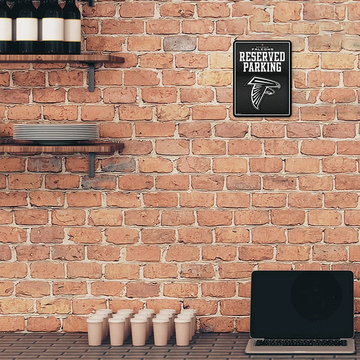 Atlanta Falcons Metal Parking Novelty Wall Sign 8.5 x 11 Inch Carbon Fiber Design