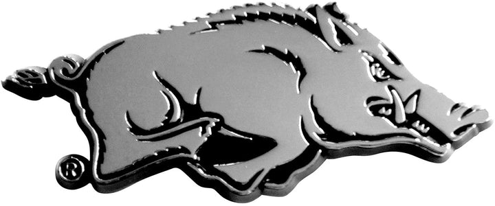 University of Arkansas Razorbacks Auto Emblem Solid Metal Chrome Raised Die Cut