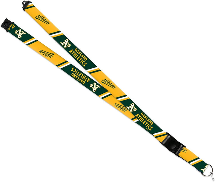 Oakland Athletics A's Lanyard Keychain Double Sided 18 Inch Button Clip Safety Breakaway
