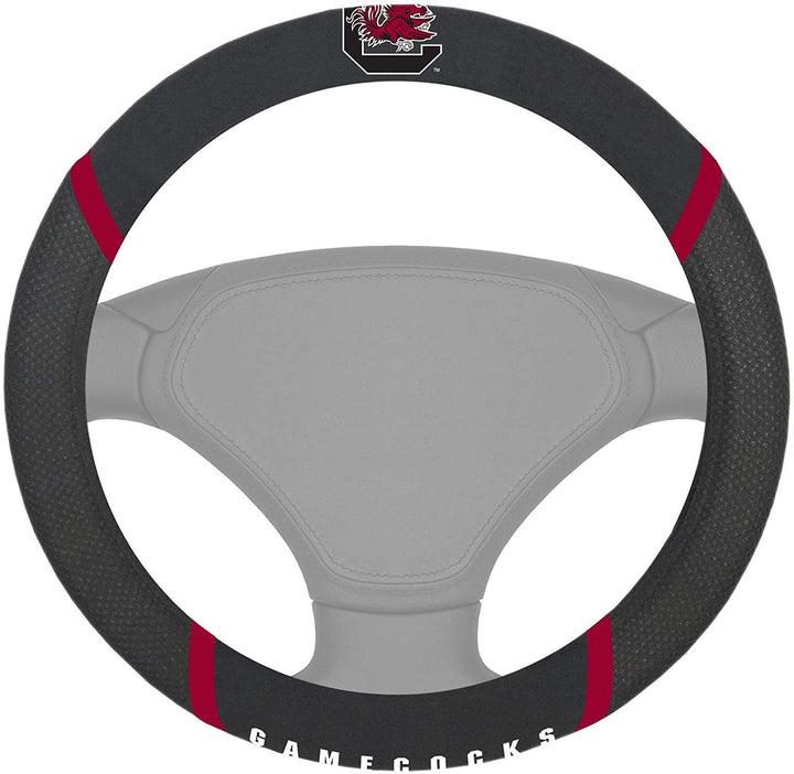 South Carolina Gamecocks Premium 15 Inch Black Emroidered Steering Wheel Cover University of