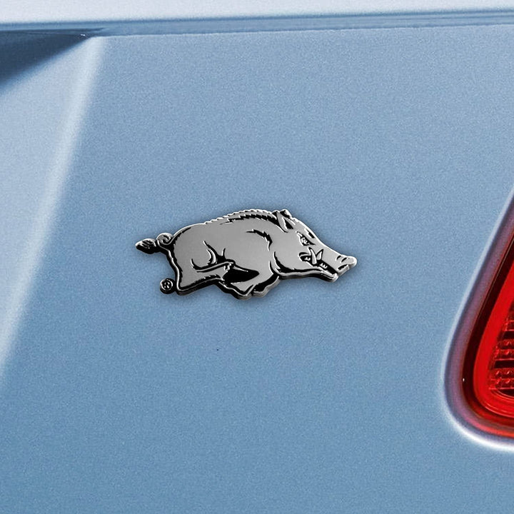 University of Arkansas Razorbacks Auto Emblem Solid Metal Chrome Raised Die Cut