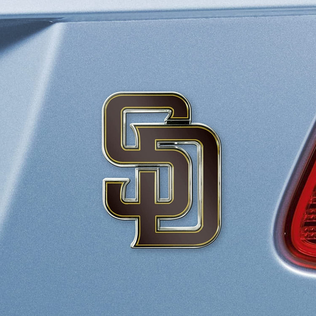 San Diego Padres Premium Solid Metal Raised Auto Emblem, Shape Cut, Adhesive Backing