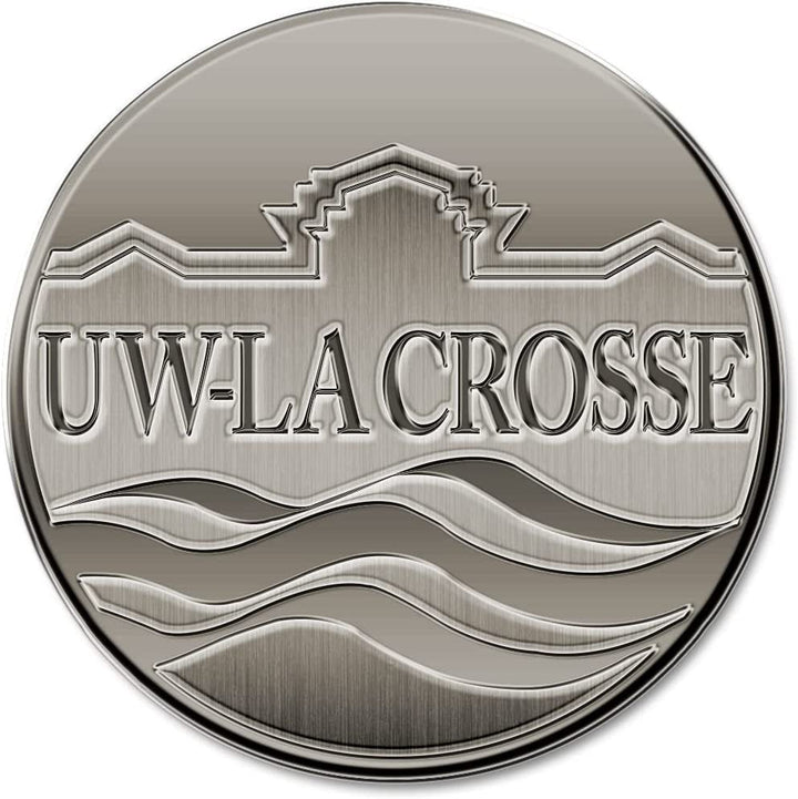 University of Wisconsin La Crosse Eagles Solid Metal Auto Emblem Antique Nickel for Car/Truck/SUV