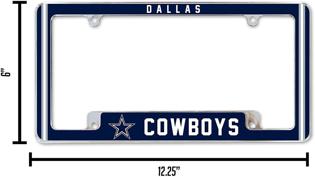 Dallas Cowboys Metal License Plate Frame Chrome Tag Cover Alternate Design 6x12 Inch