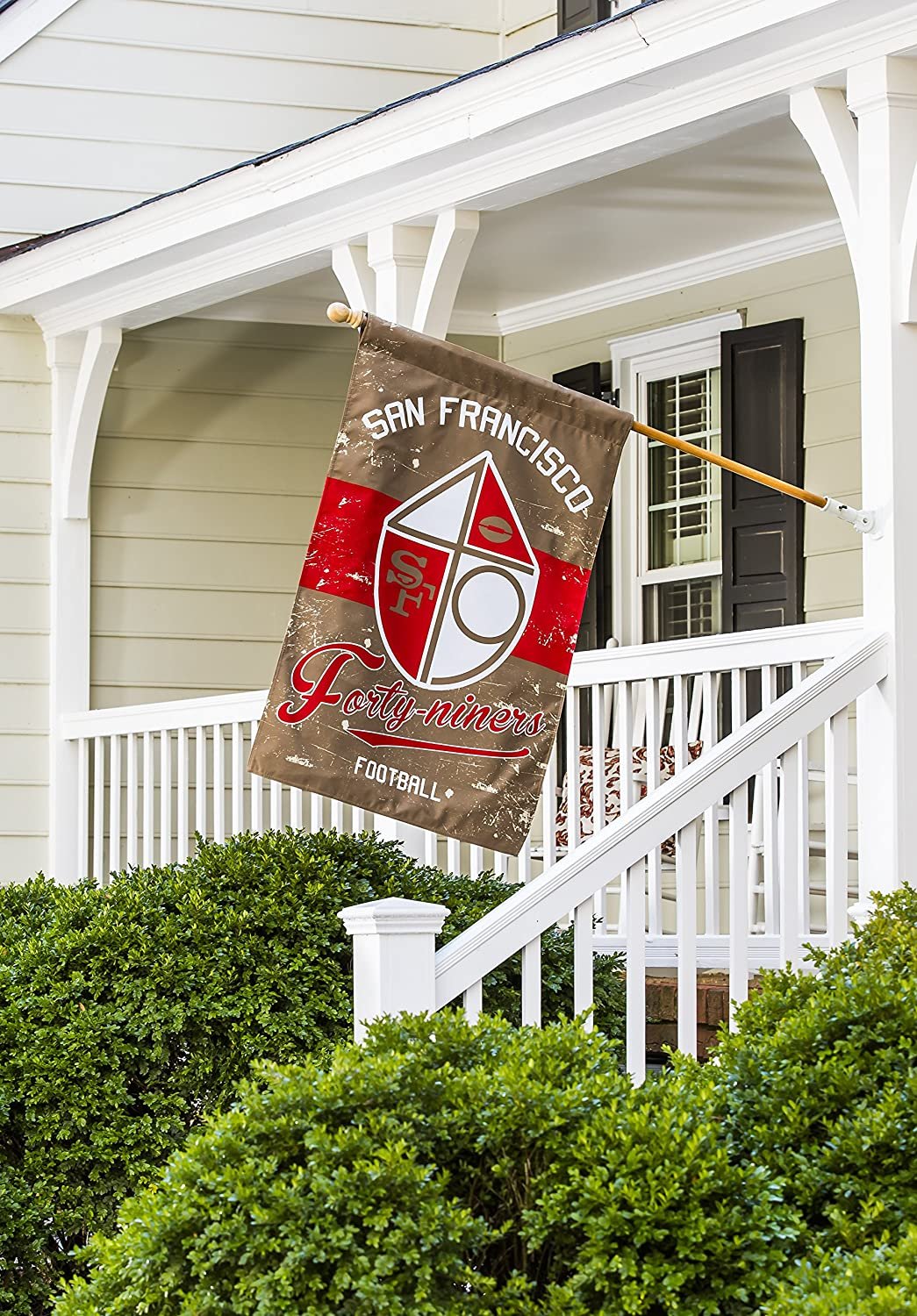 San Francisco 49ers Premium House Flag Banner, Double Sided, Retro Vintage Style, Linen, 28x44 Inch