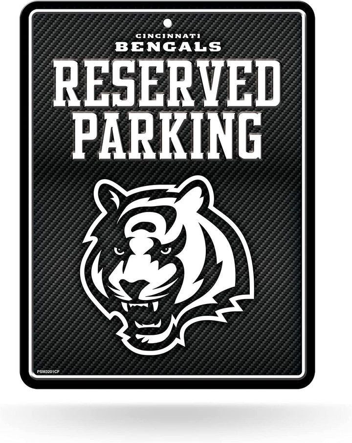Cincinnati Bengals Metal Parking Novelty Wall Sign 8.5 x 11 Inch Carbon Fiber Design