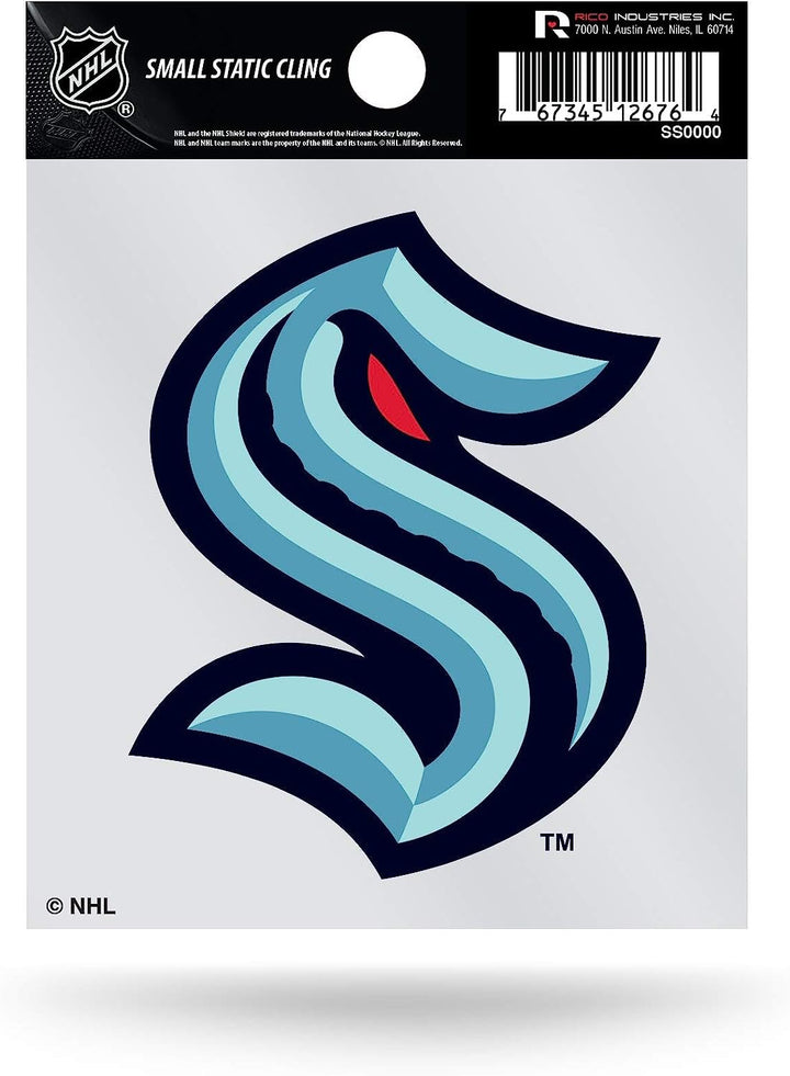 Seattle Kraken Static Cling Decal Sticker, 3.5 Inch, Clear Backing