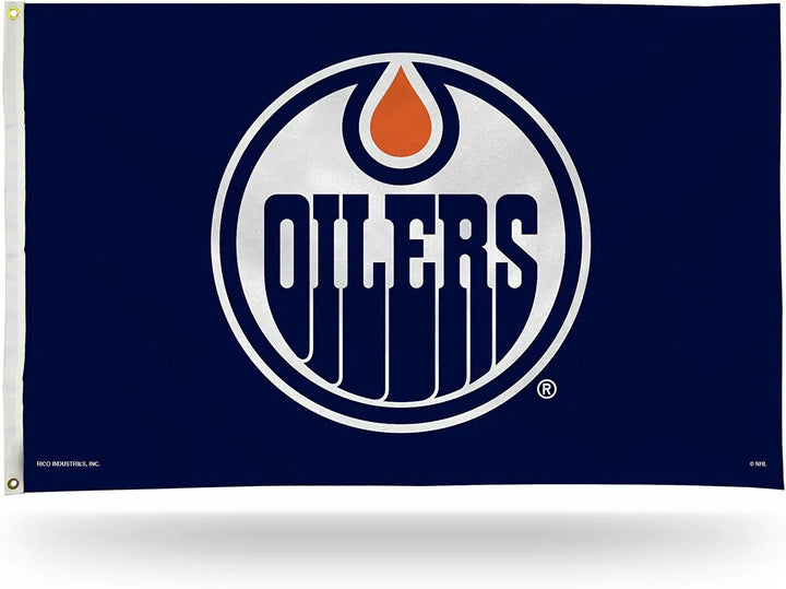 NHL Edmonton Oilers 3-Foot by 5-Foot Single Sided Banner Flag with Grommets