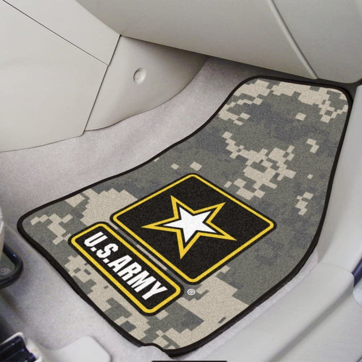 United States Army Military Front Floor Mats, Carpet Car Set, 18x27 Inch, Nylon, Set of 2