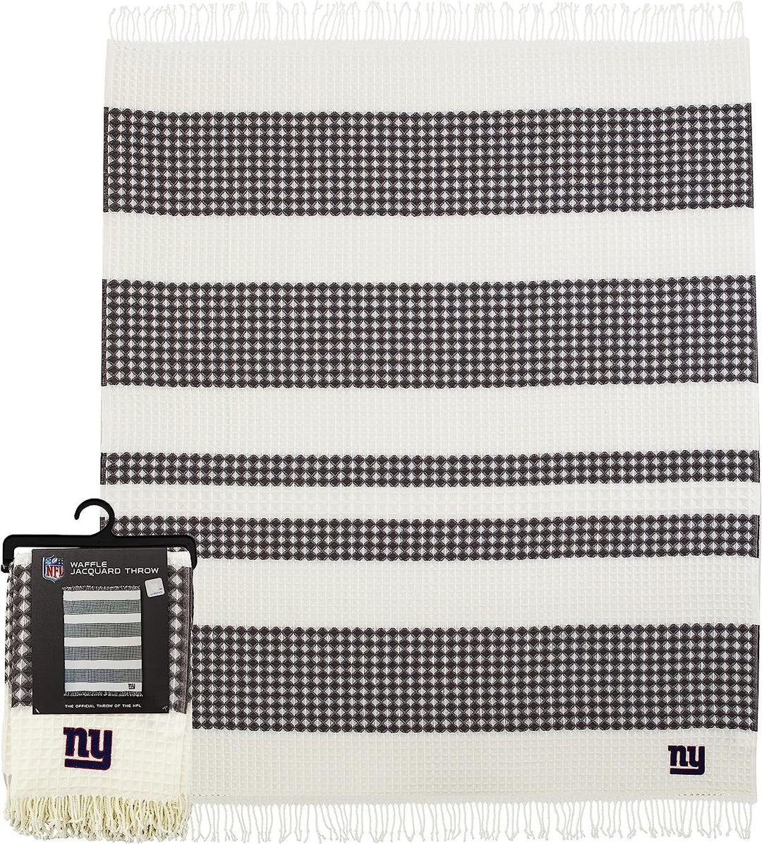 New York Giants Throw Blanket Waffle Weave Jacquard, 50x60 Inch, Unisex-Adult, 100% Acrylic