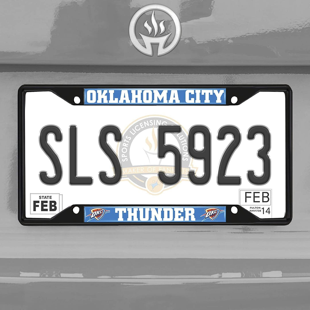 FANMATS 31336 Oklahoma City Thunder Metal License Plate Frame Black Finish