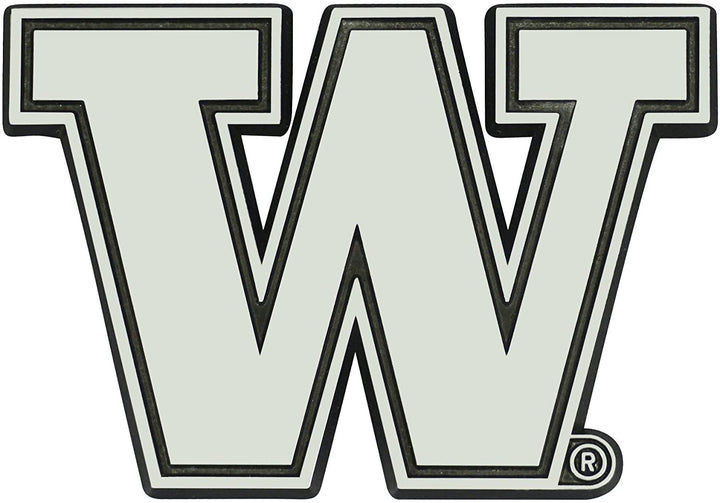 University of Washington Huskies Premium Solid Metal Raised Auto Emblem, Shape Cut, Adhesive Backing