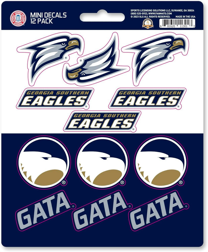 Georgia Southern University Eagles 12-Piece Mini Decal Sticker Set, 5x6 Inch Sheet, Gift for football fans for any hard surfaces around home, automotive, personal items