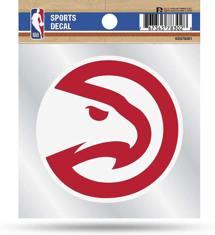 Atlanta Hawks 4x4 Die Cut Inch Decal Sticker Flat Vinyl, Primary Logo, Clear Backing
