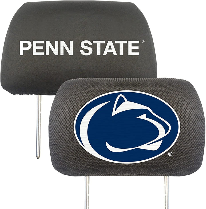 Penn State University Nittany Lions Pair of Premium Auto Head Rest Covers, Embroidered, Black Elastic, 14x10 Inch