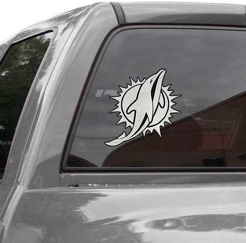 Miami Dolphins 6 Inch Decal Sticker, Metallic Chrome Shimmer Design