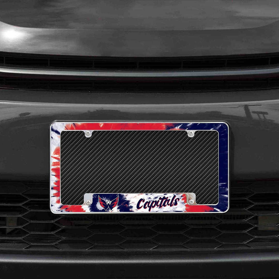 Washington Capitals Metal License Plate Frame Chrome Tag Cover Tie Dye Design 6x12 Inch