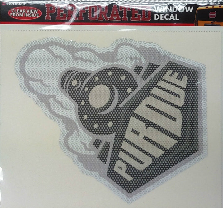 Purdue University Boilermakers 8 Inch Preforated Window Film Decal Sticker, One-Way Vision, Adhesive Backing