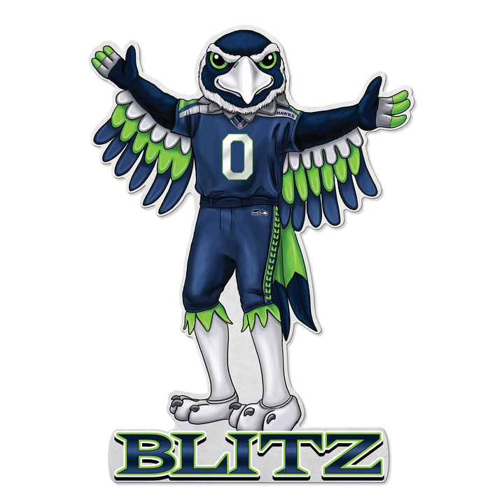 Seattle Seahawks Soft Felt Pennant, Mascot Design, Shape Cut, 18 Inch, Easy To Hang
